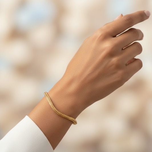 Textured Wave Gold Bangle Bracelet
