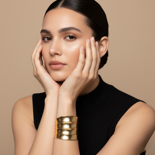 Hammered Gold Wide Cuff Bracelet