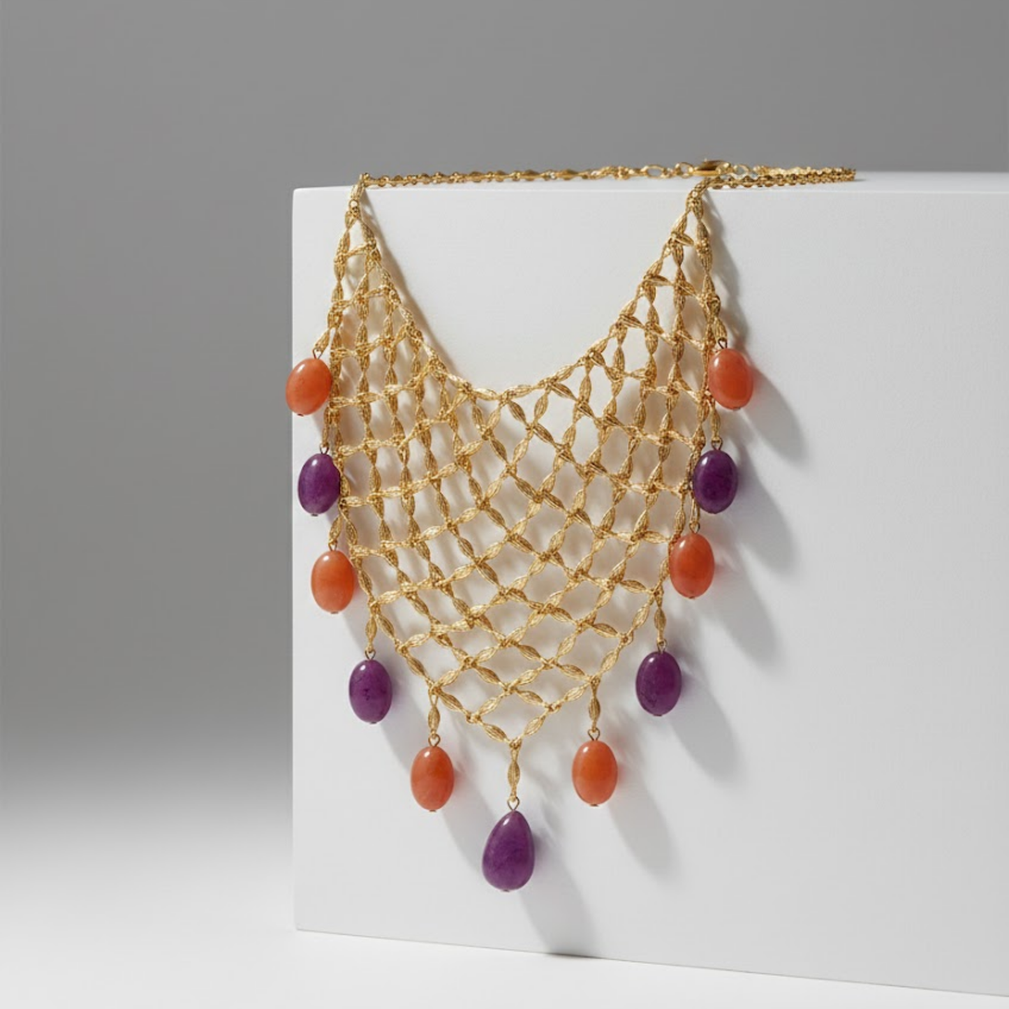 Resin Drop Mesh Statement Necklace
