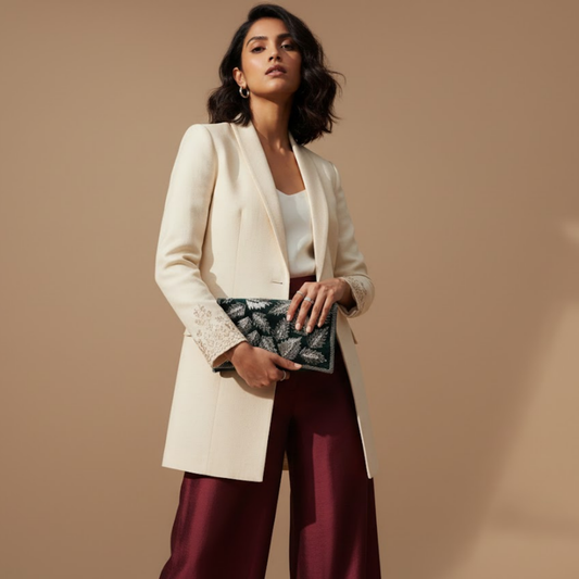 Velvet Zardosi Embroidered Clutch