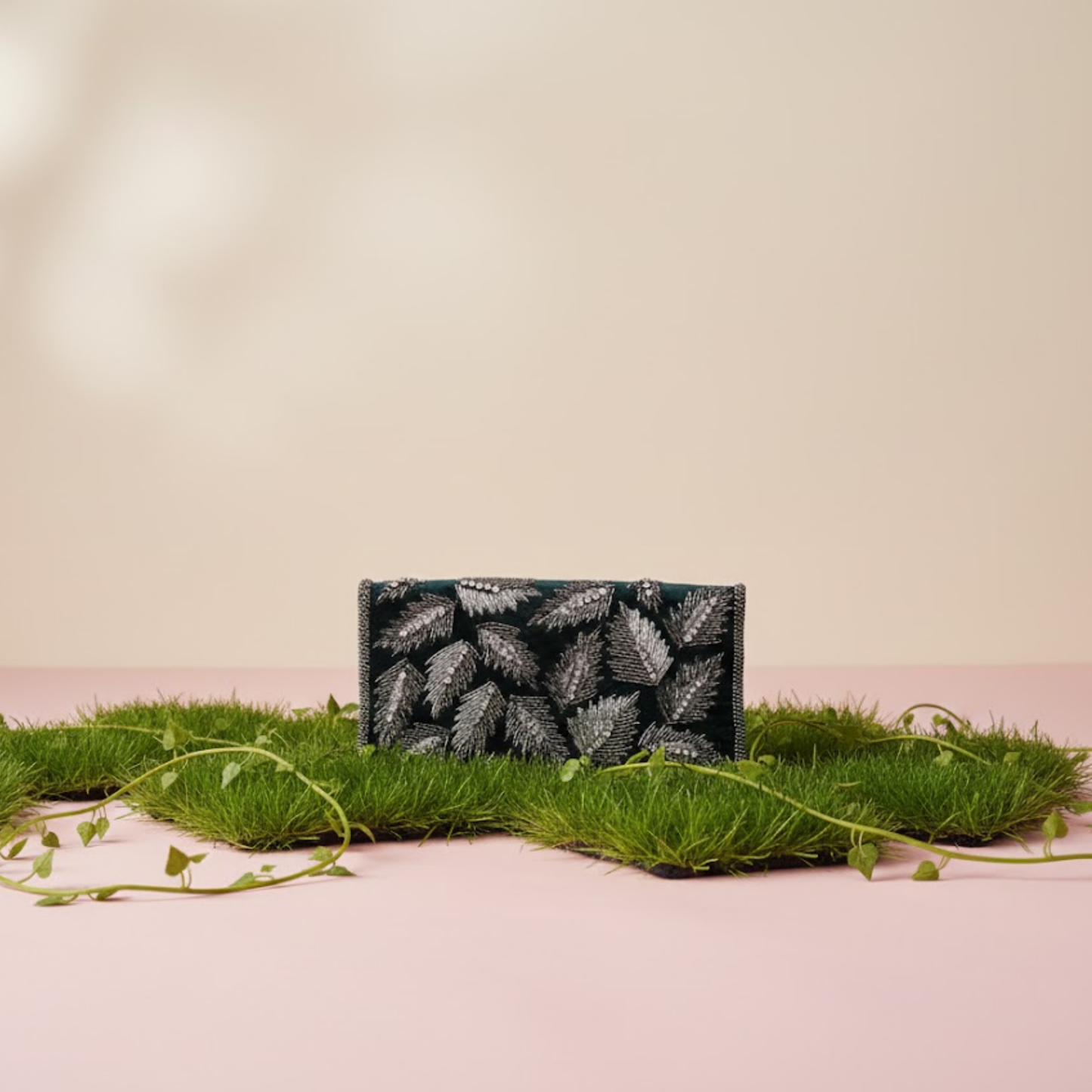 Velvet Zardosi Embroidered Clutch
