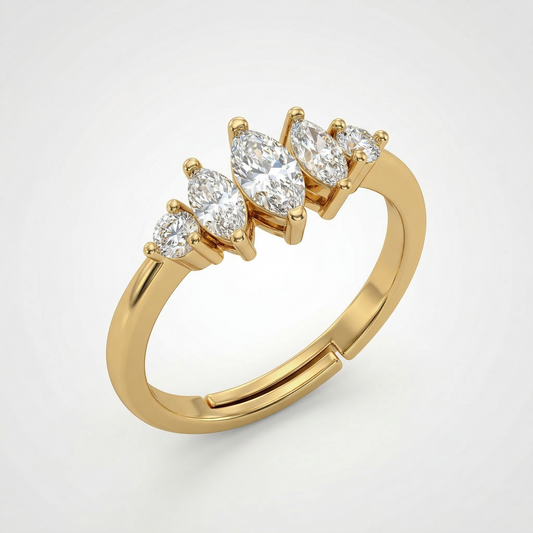 Elegant Gold-Tone Multi-Stone Marquise Ring