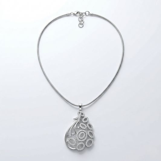 Elegant Filigree Stone Pendant Set