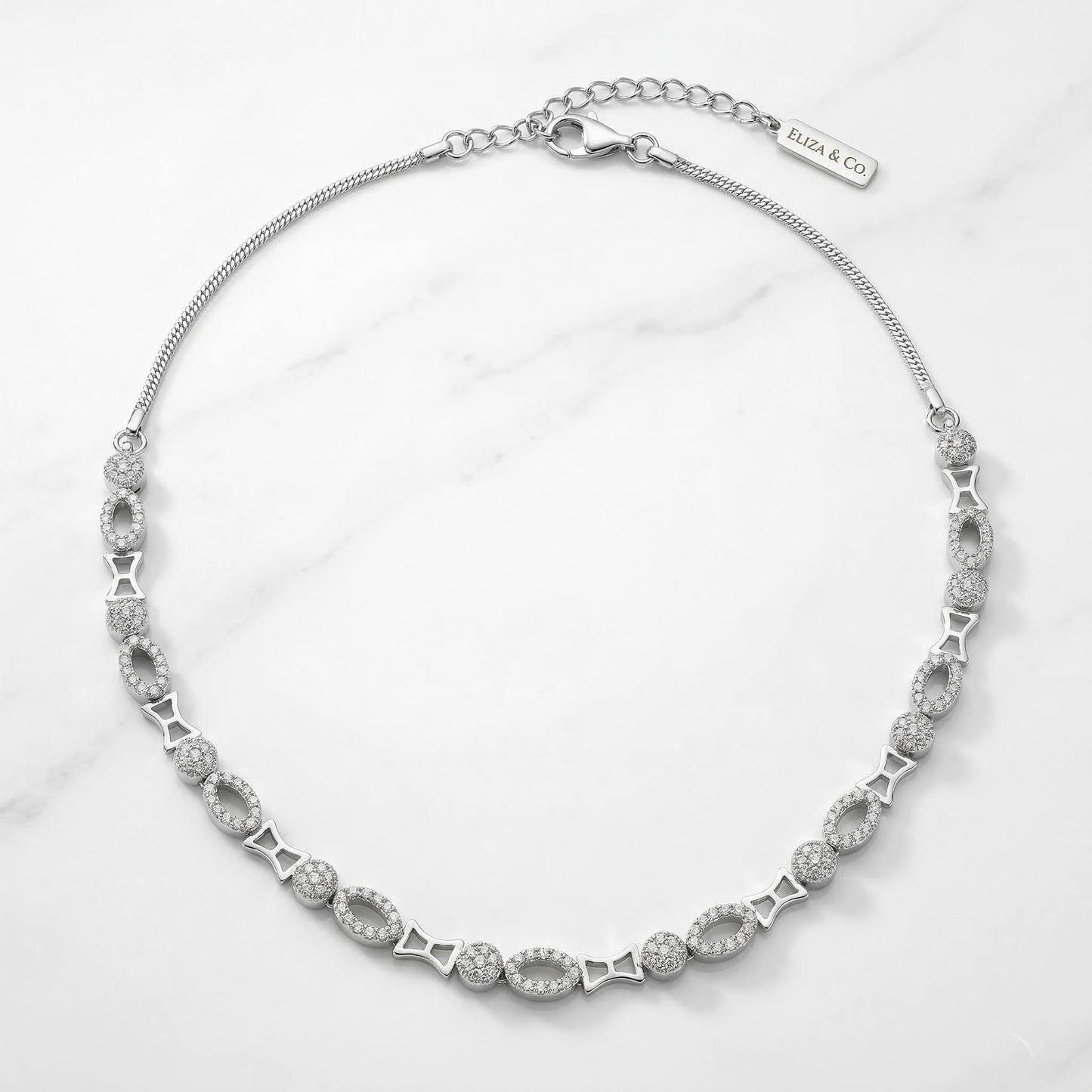 Gold-Tone Linked Oval Stone Necklace Set