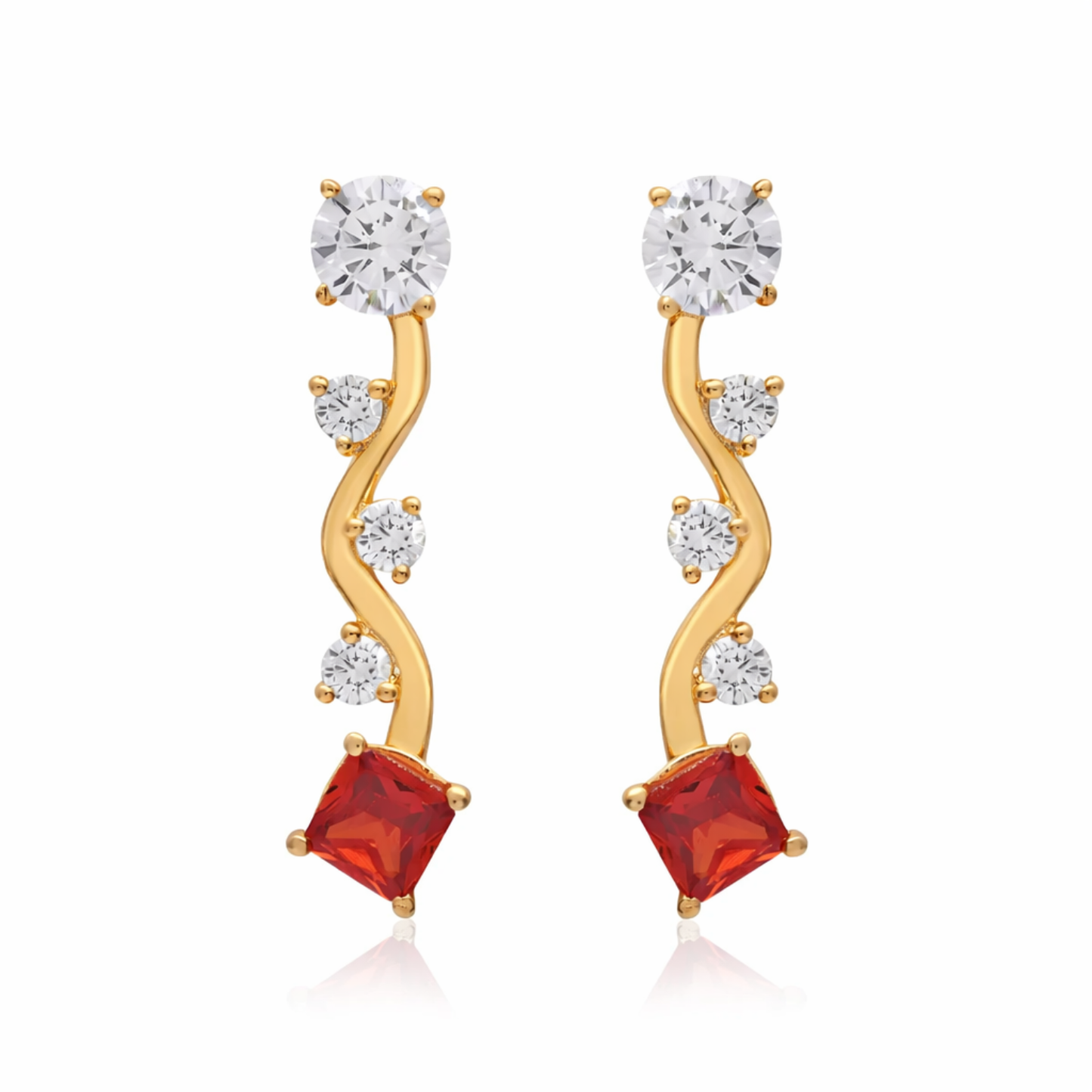 Alluring S-Curve Garnet CZ S Curve Earrings