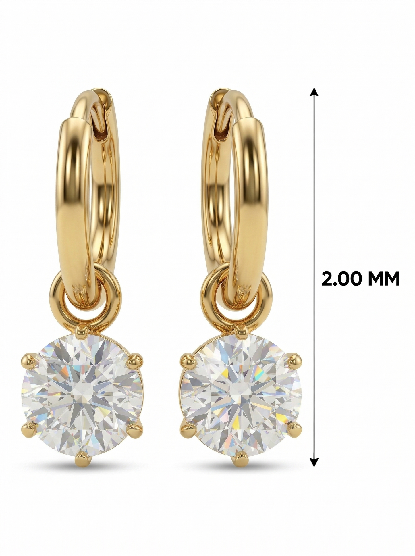 Gold-Tone Solitaire Drop Hoop Earrings
