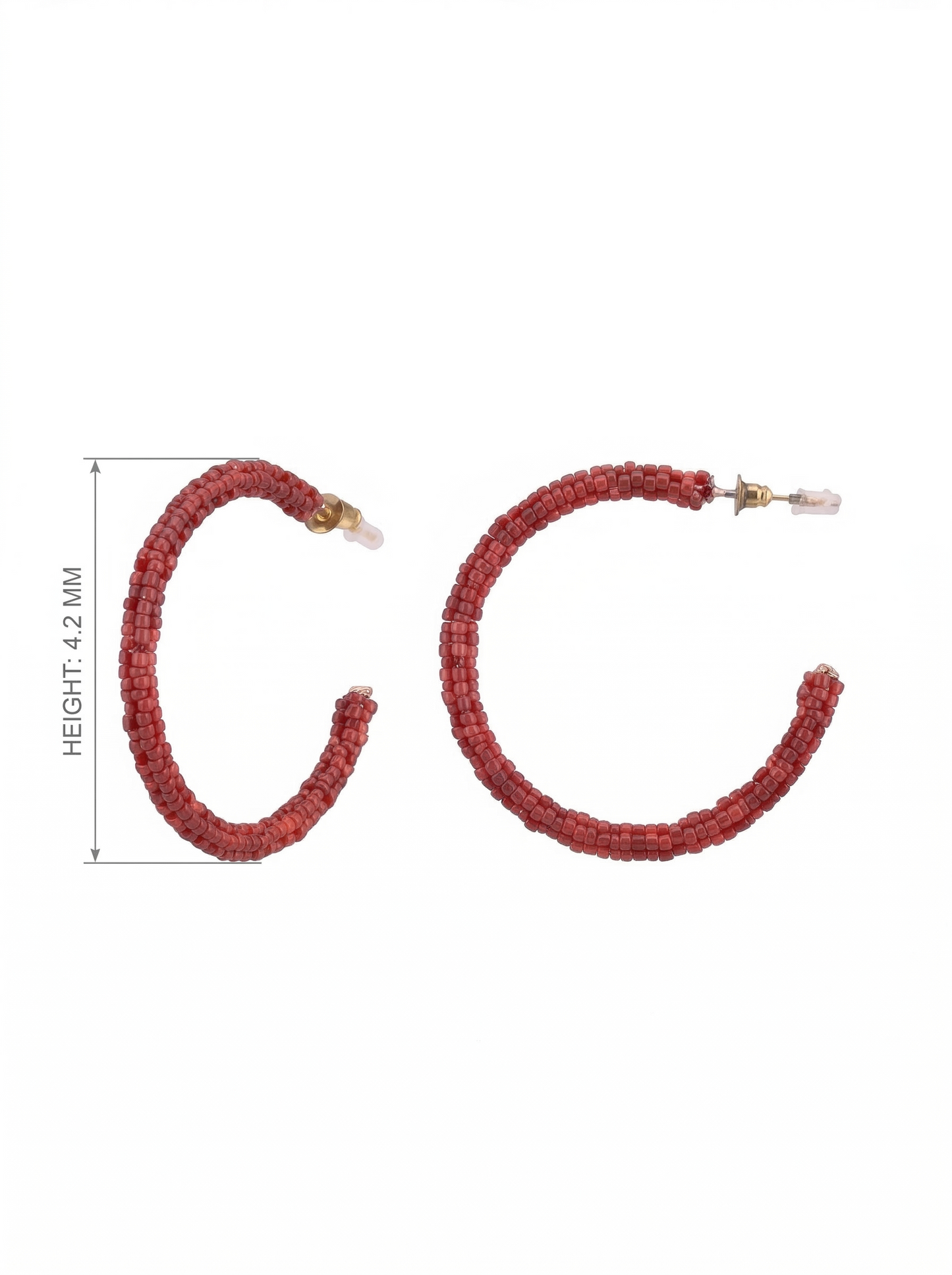 Peach Thread-Wrapped Minimalist Hoop Earrings