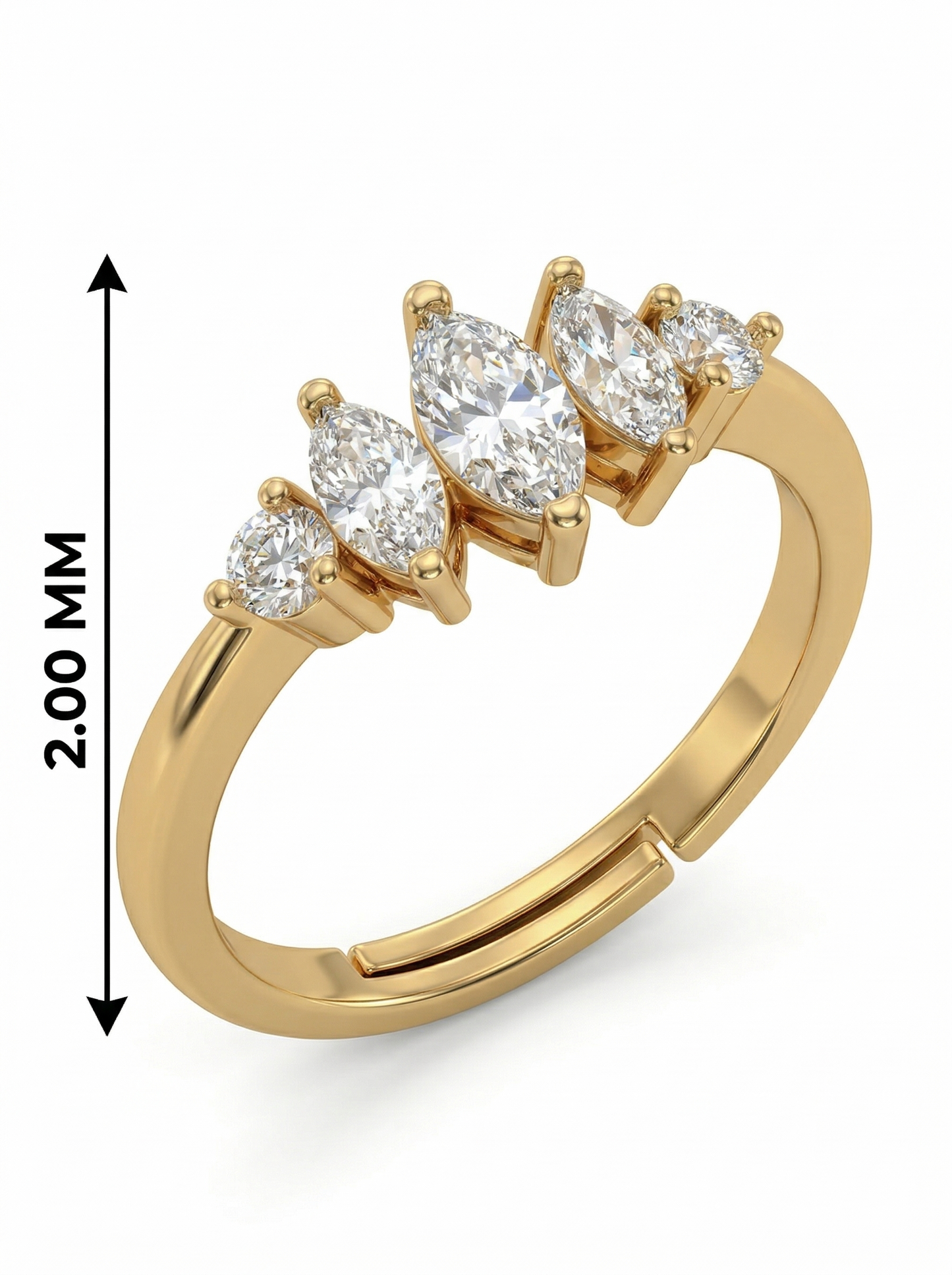 Elegant Gold-Tone Multi-Stone Marquise Ring