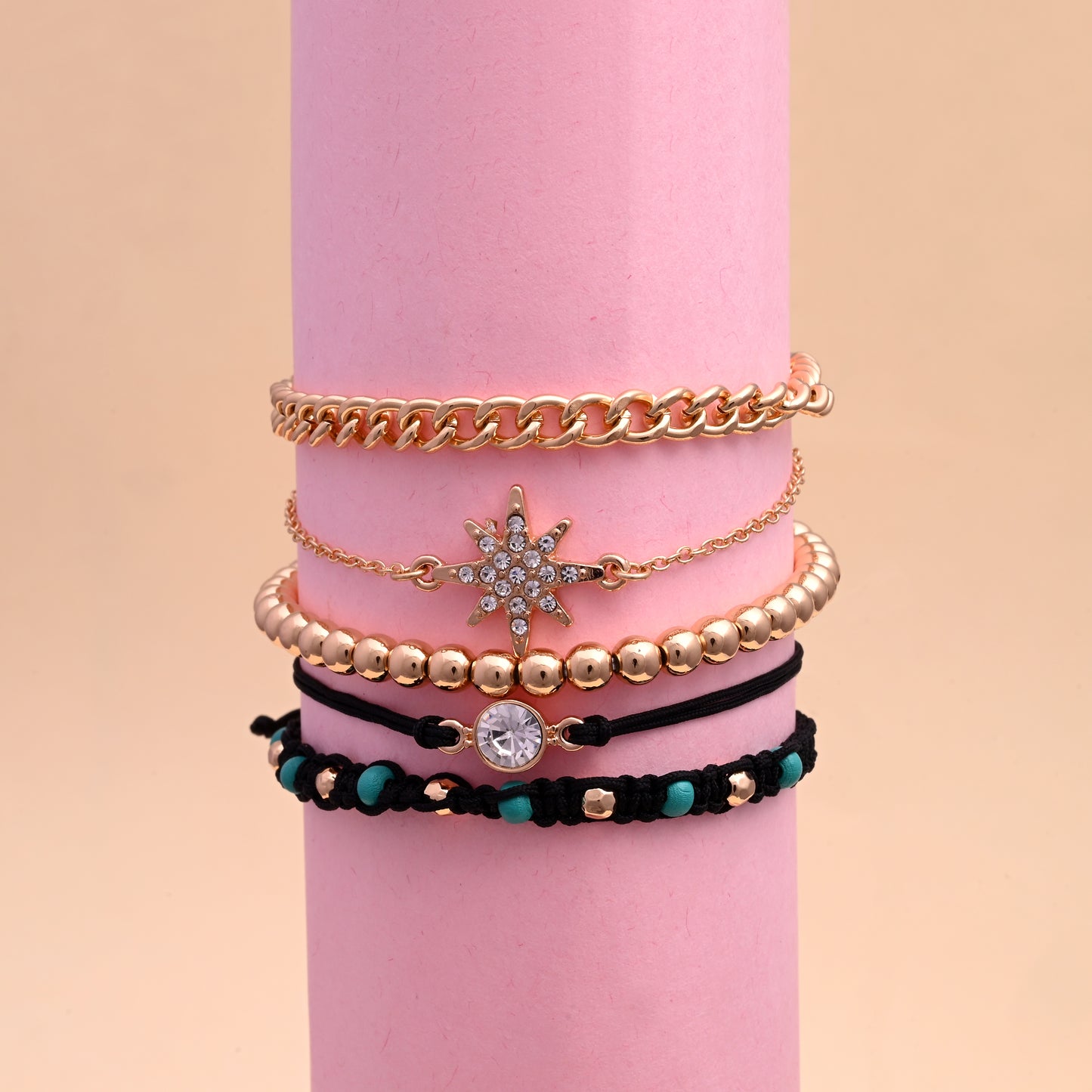 Gold Toned Bracelet Set Of 5