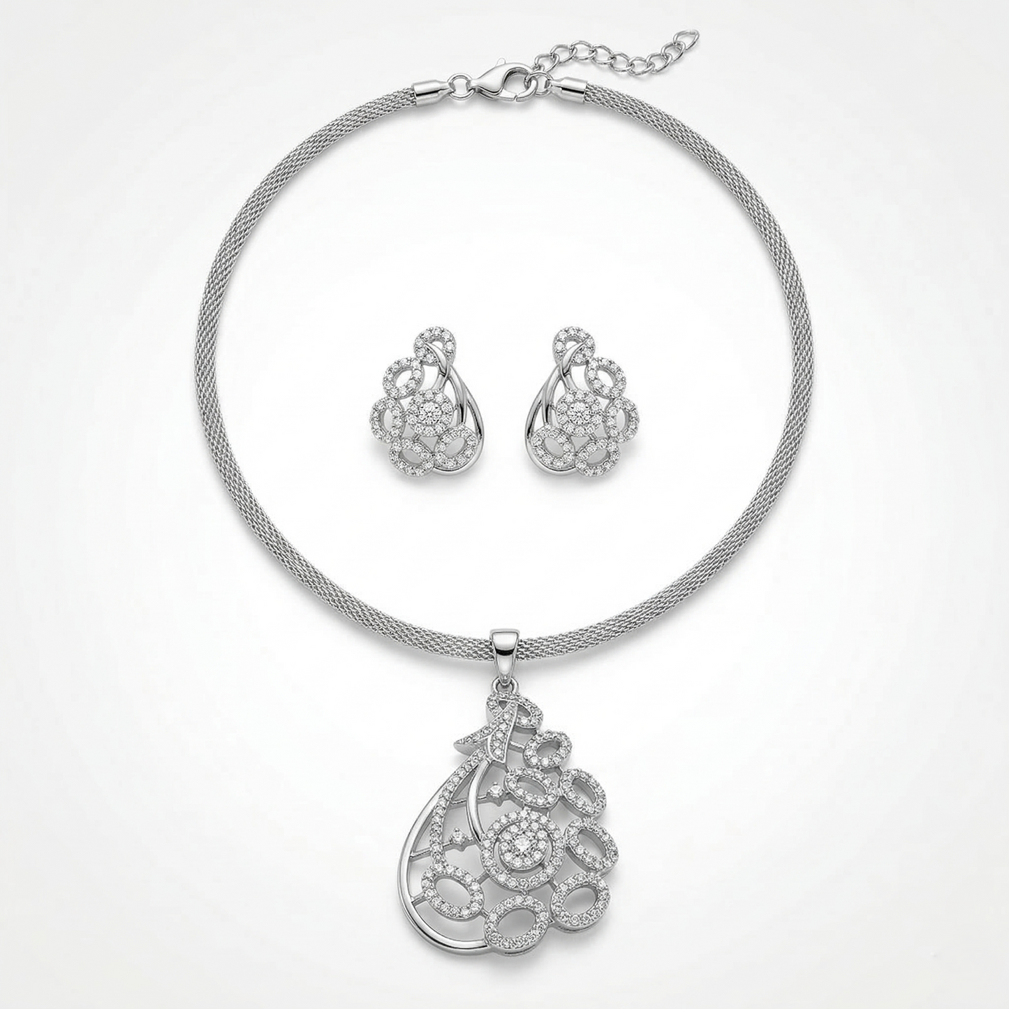 Elegant Filigree Stone Pendant Set