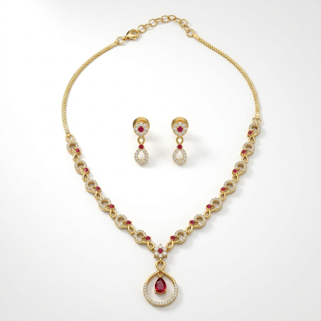Gold-Tone Infinity Link Necklace Set