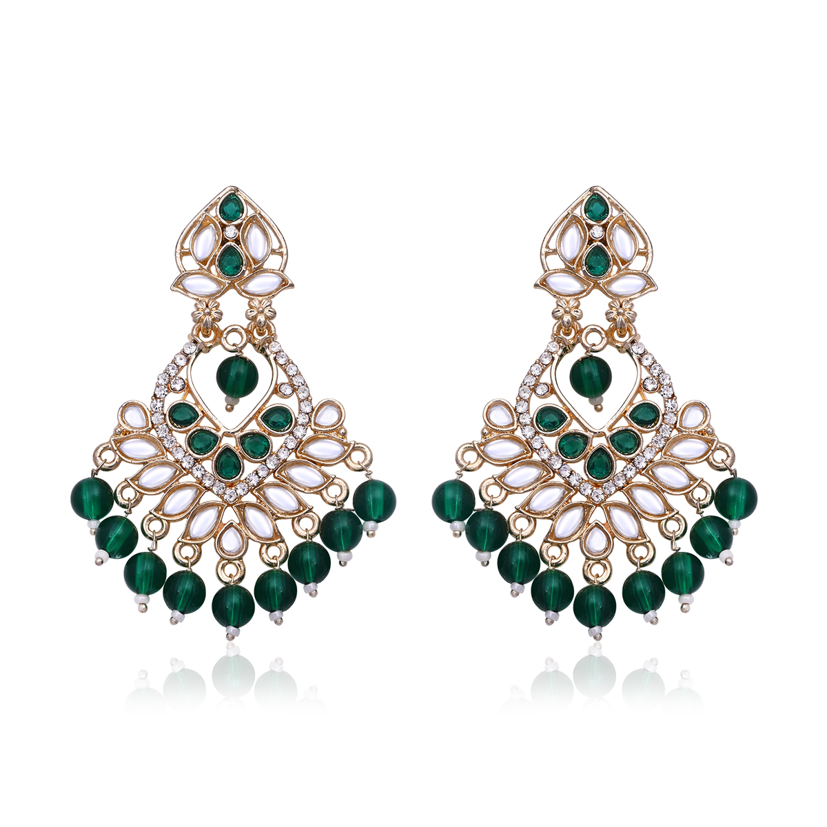 Ethnic Gold Kundan Chandbali Hanging Earrings