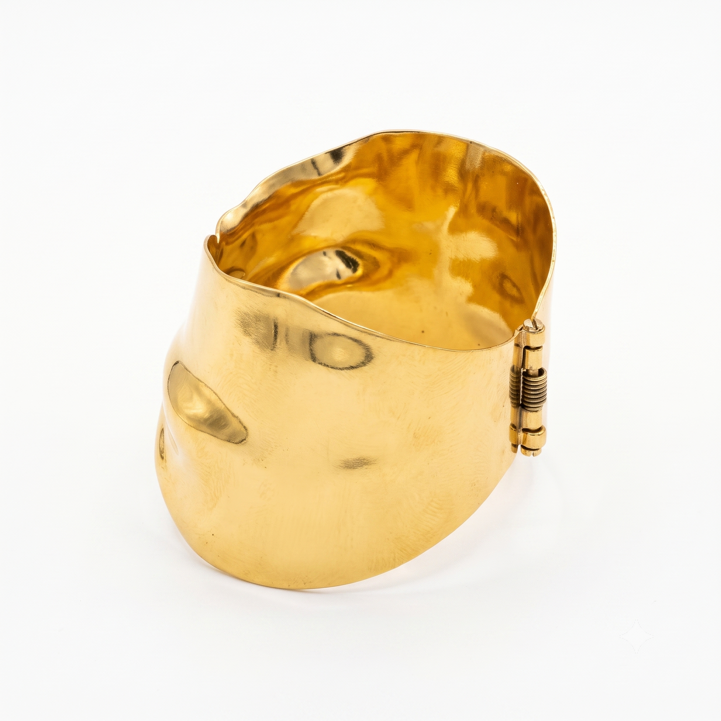 Gold Toned Brass Hammered Cuff Bangle