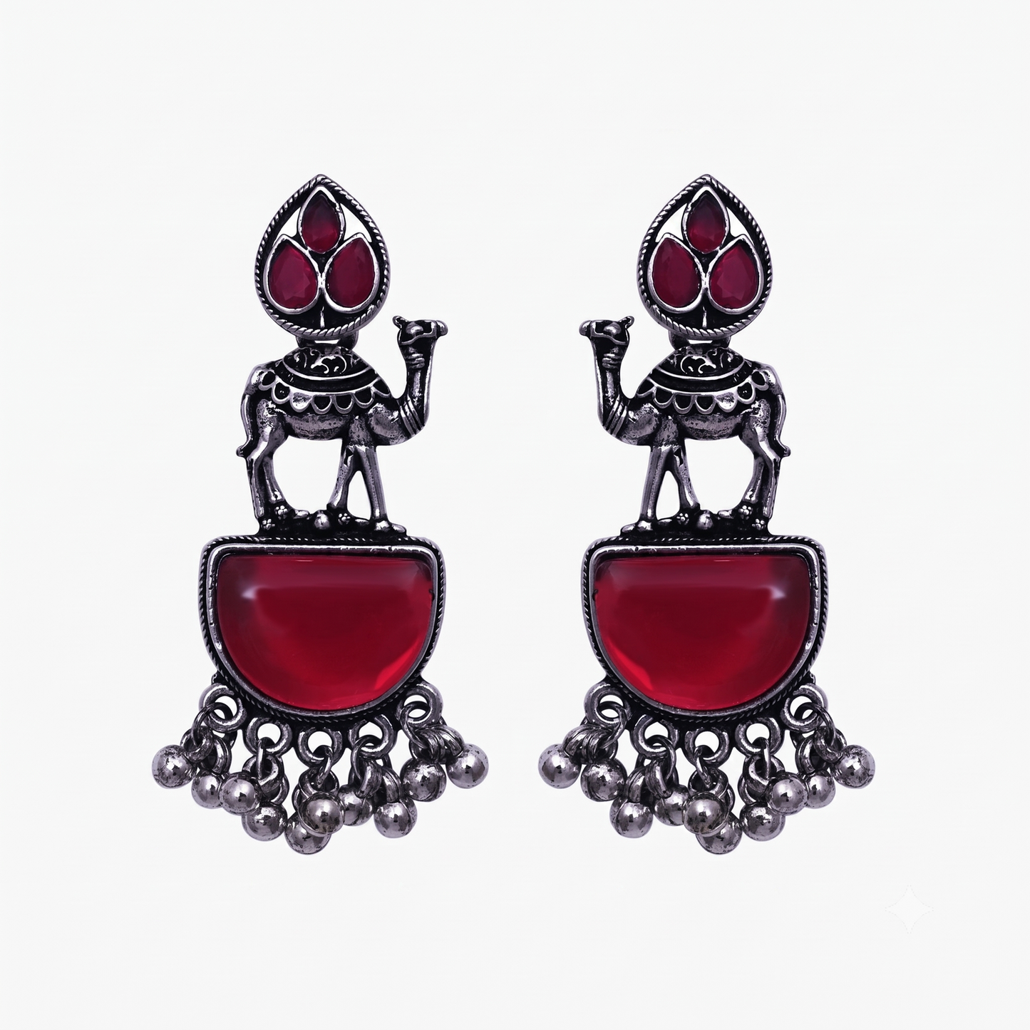 Enchanting Camel Maroon Stone Earrings