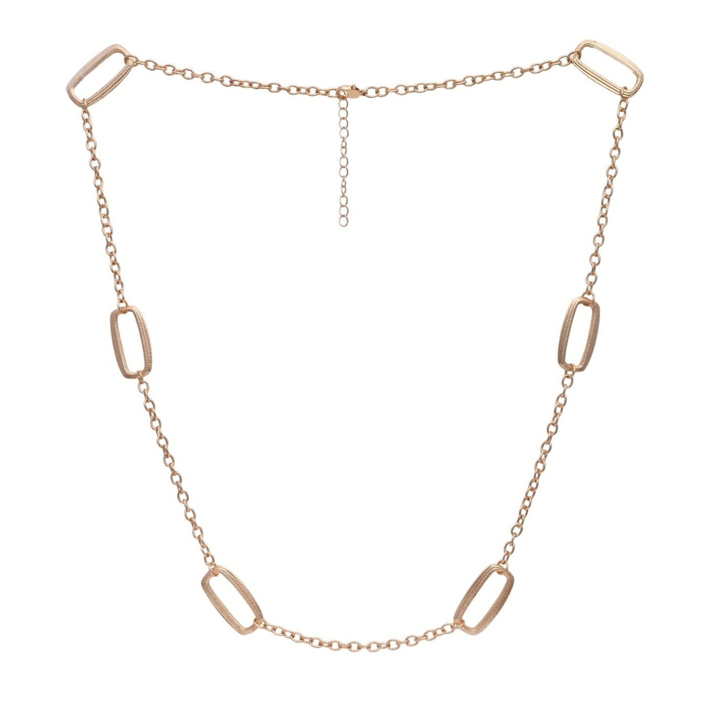 Rose Geometric Oval Link Stone-Studded Chain