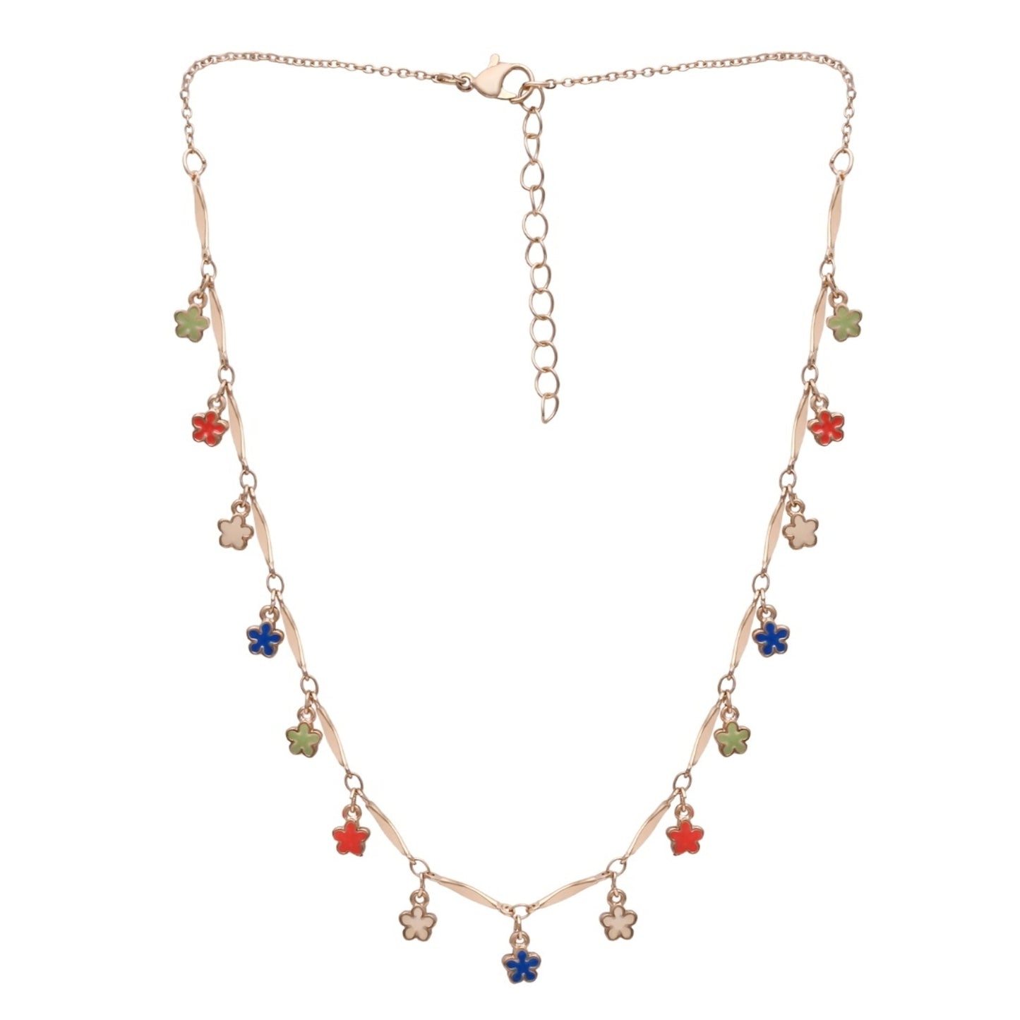 Multicolor Floral Enamel Charm Necklace