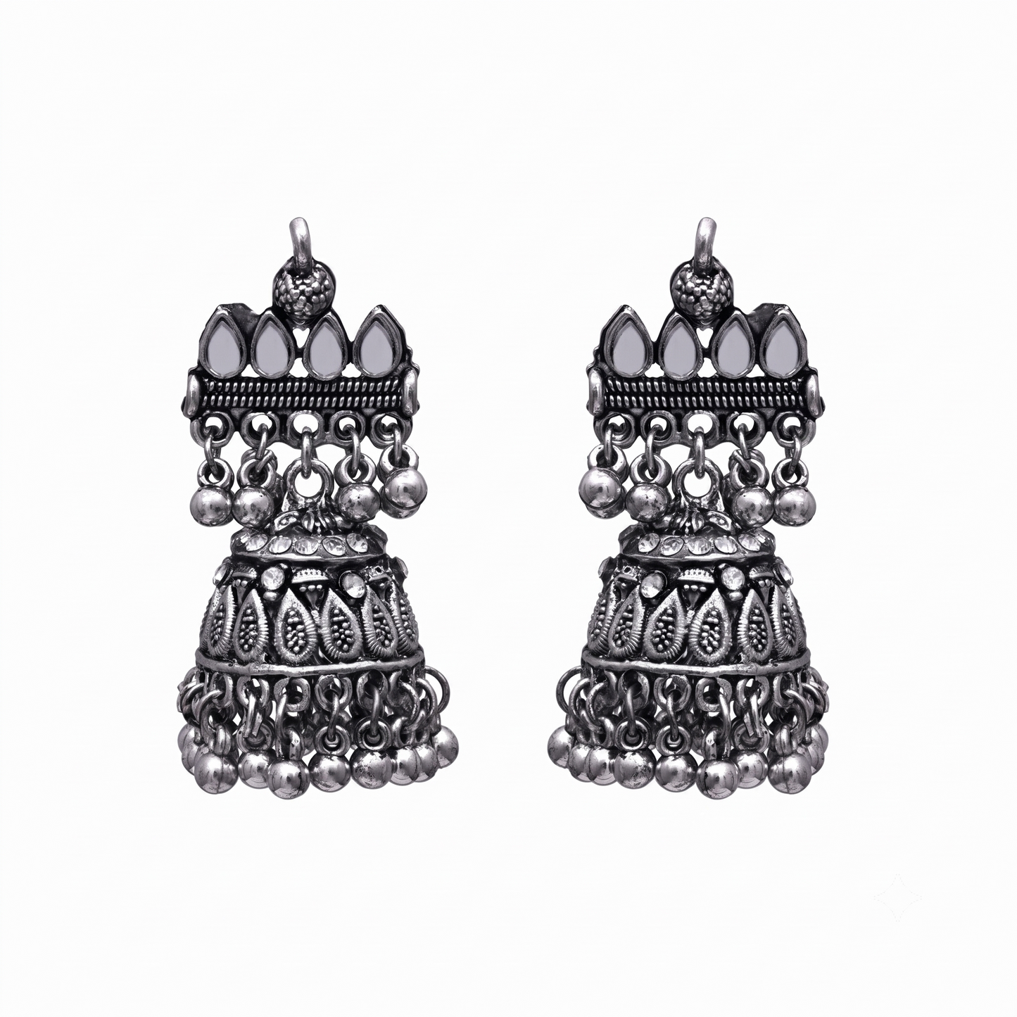Multi Layer Oxidized Jhumka Earrings