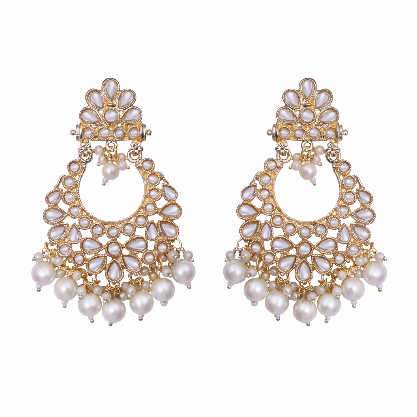 Pearl Accent Chandbali Earrings