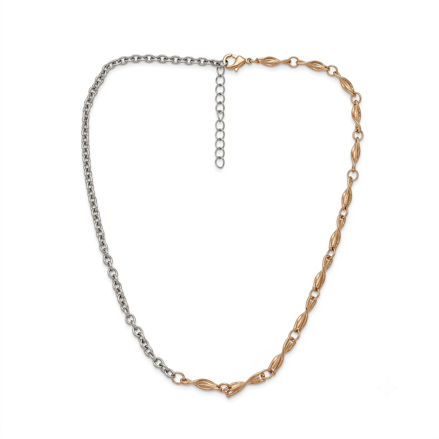 Dual Tone Brass Dual Chain Link Necklace