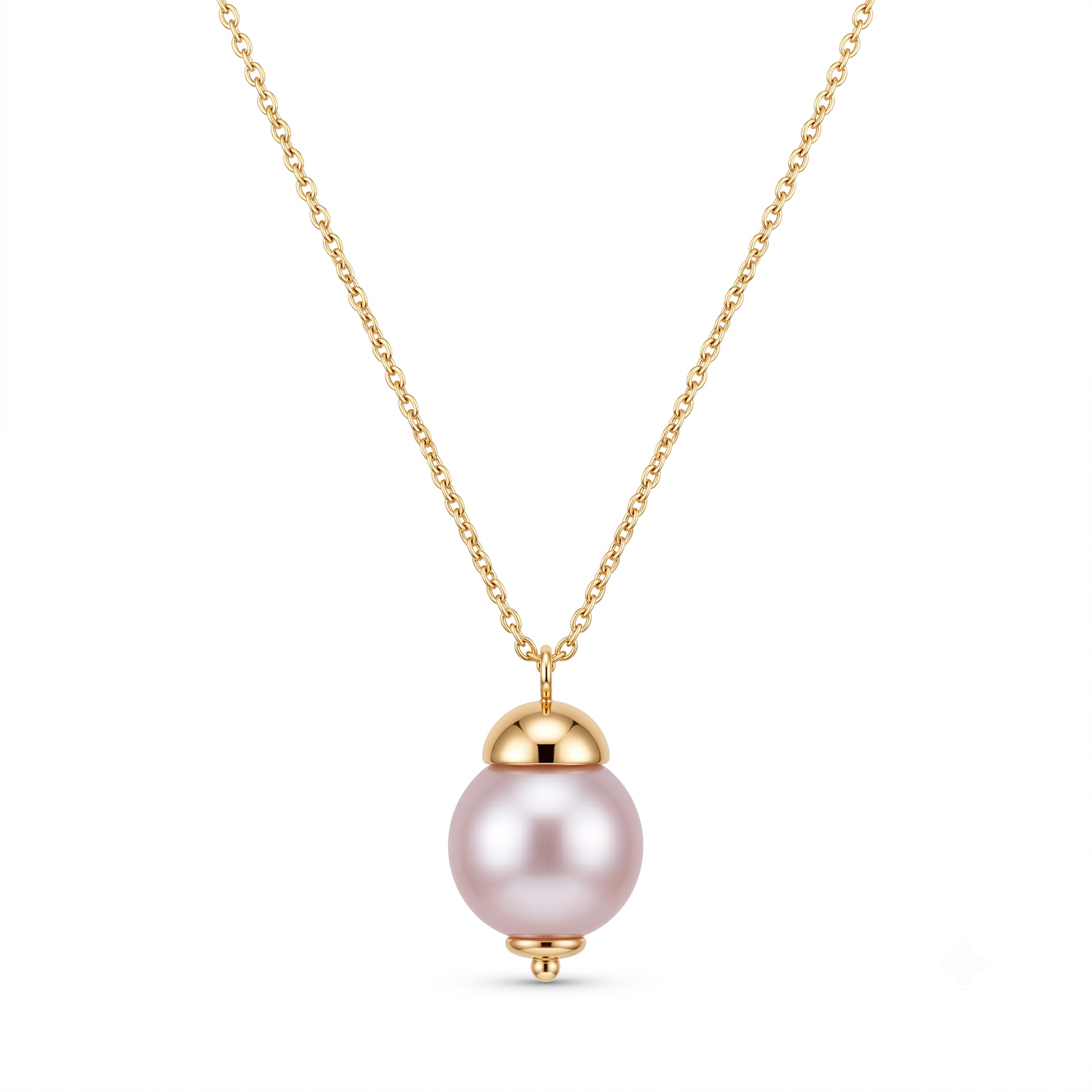 Gold Plated Brass Pink Pearl Drop Pendant Necklace