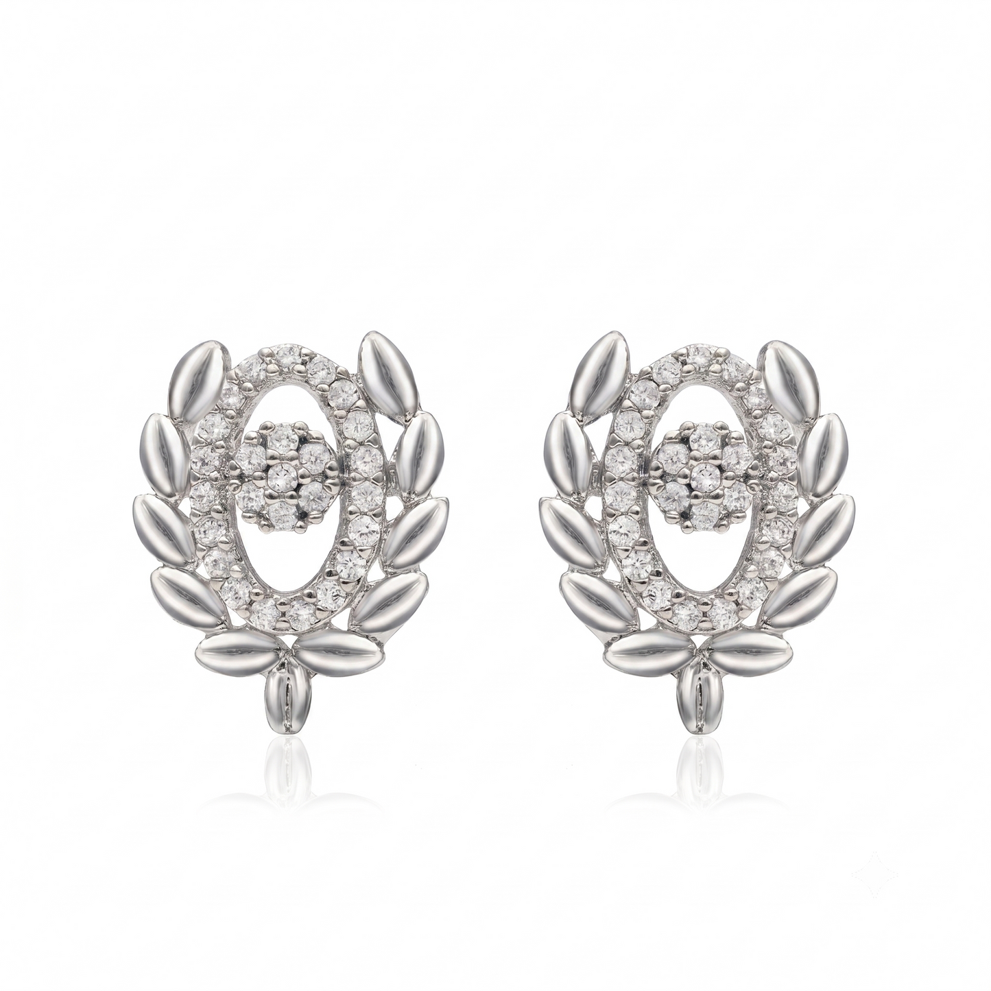 Elegant Leaf-Motif Floral Stone Pendant Set