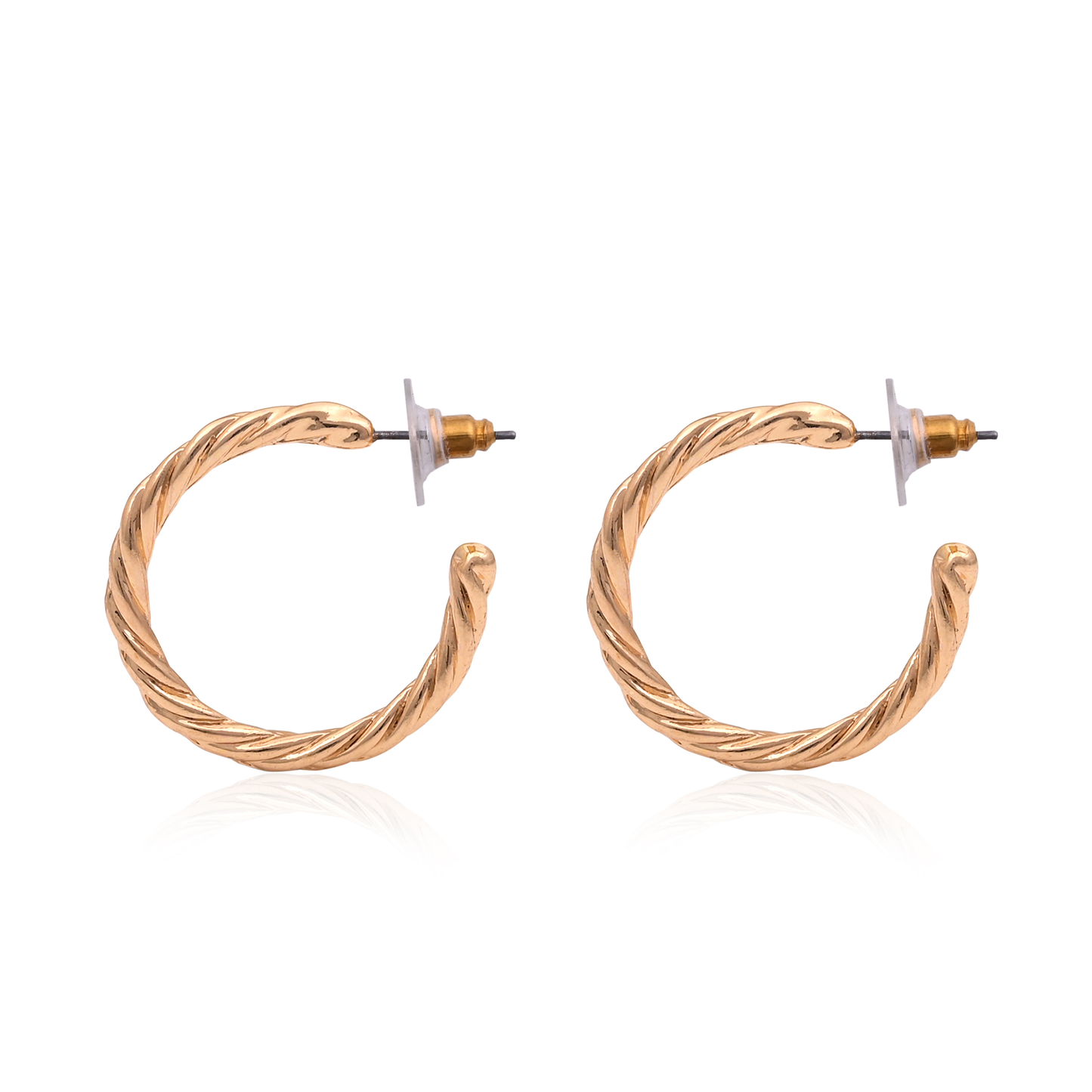 Chunky Rope Hoop Earrings Gold Tone