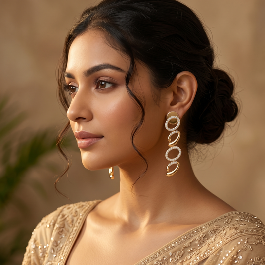 Gold-Tone Linked Oval Stone Necklace Set