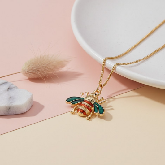 Bumble Bee Enamel Pendant Necklace