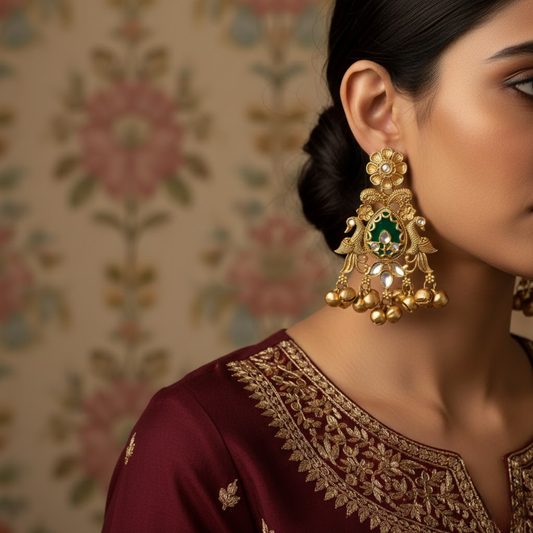 Sky Blue Stone Jhumka Earrings
