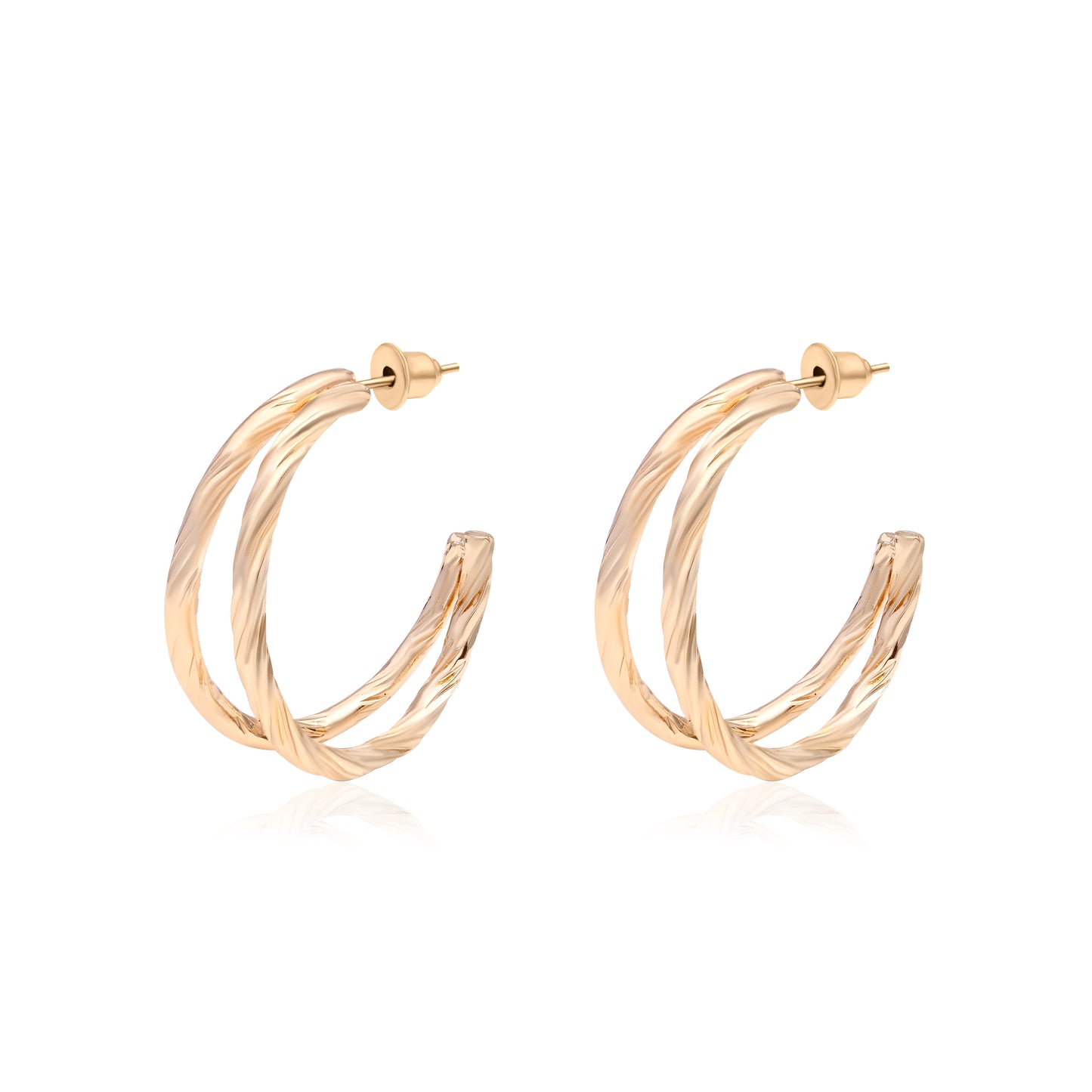 Gold Plated Hoop Earrings Set Of 3 Set
