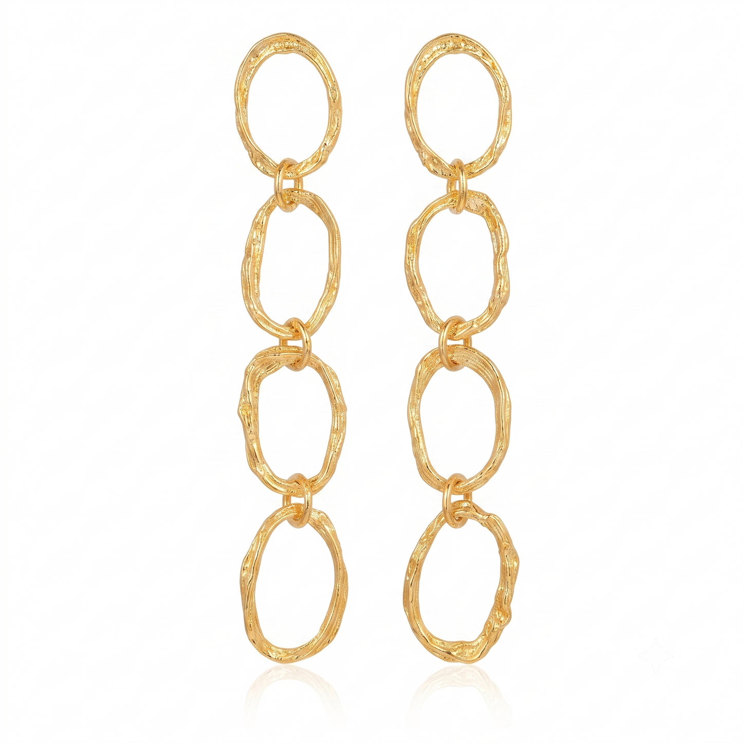 Gold Plated Brass Oval Loop Drop Earrings