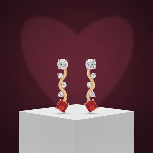 Alluring S-Curve Garnet CZ S Curve Earrings