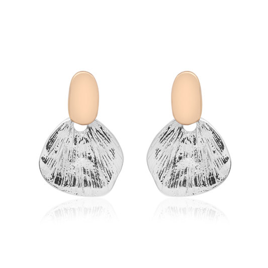 Dual Tone Abstract Petal Earrings