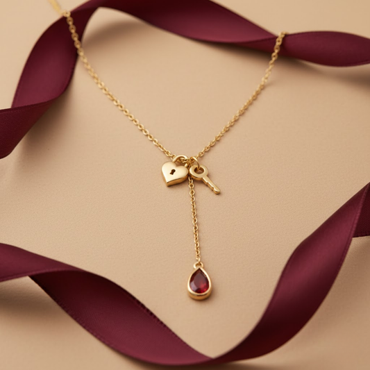 Lock Key Heart Charm Necklace