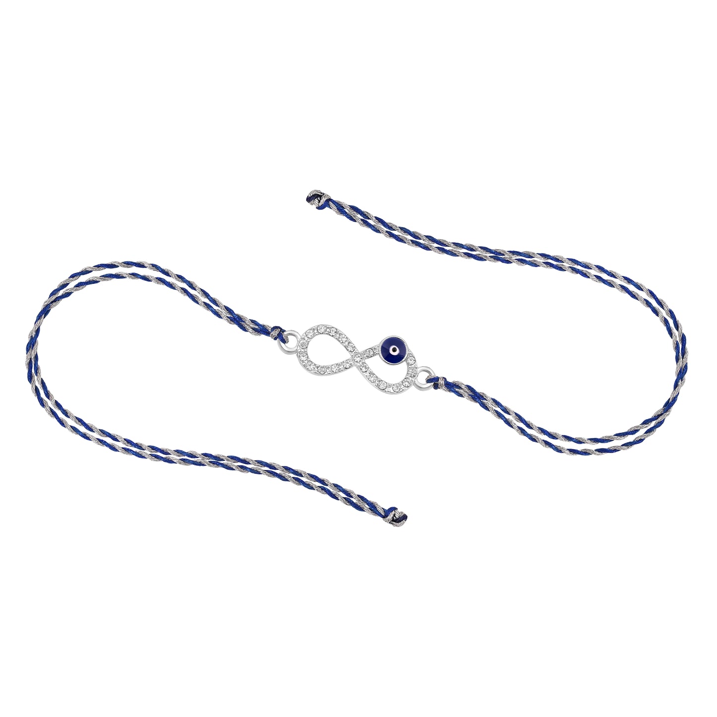 Silver Infinity Evil Eye Rakhi Blue Thread Pack of 2