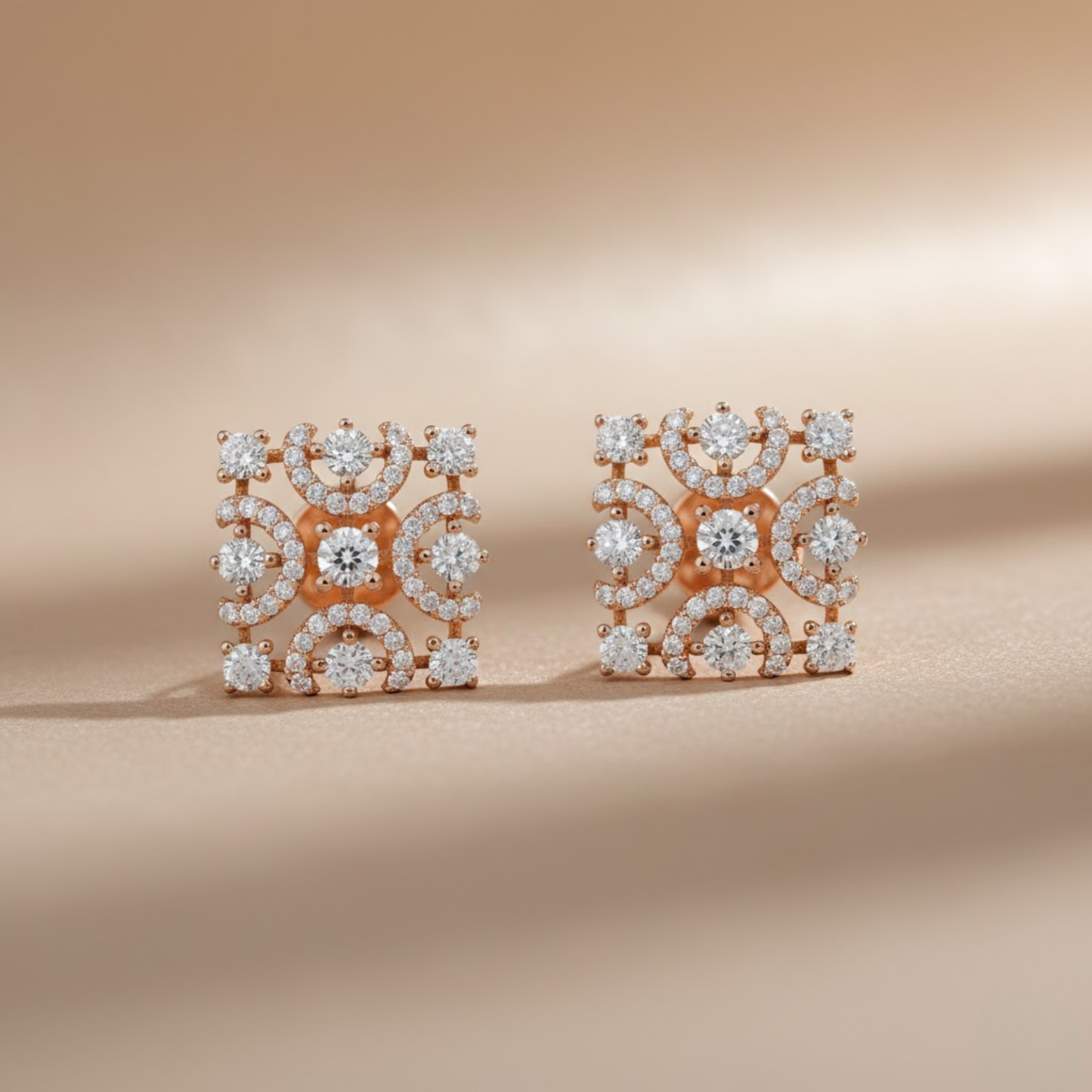 Crimson White Round Stud Earrings
