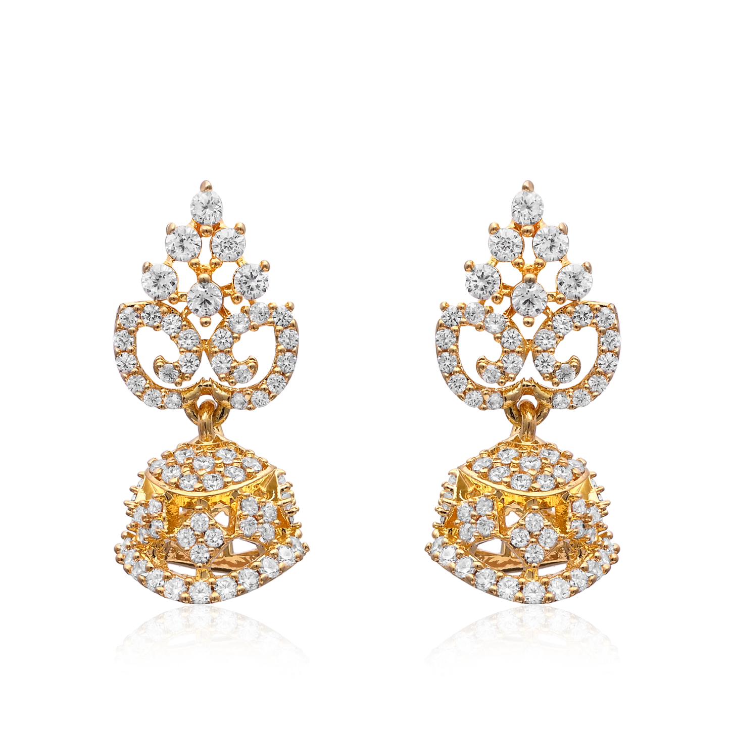 Crimson White Bead Jhumka