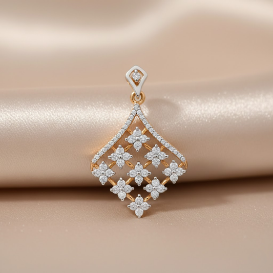 Golden Crimson White Bead Pendant Set