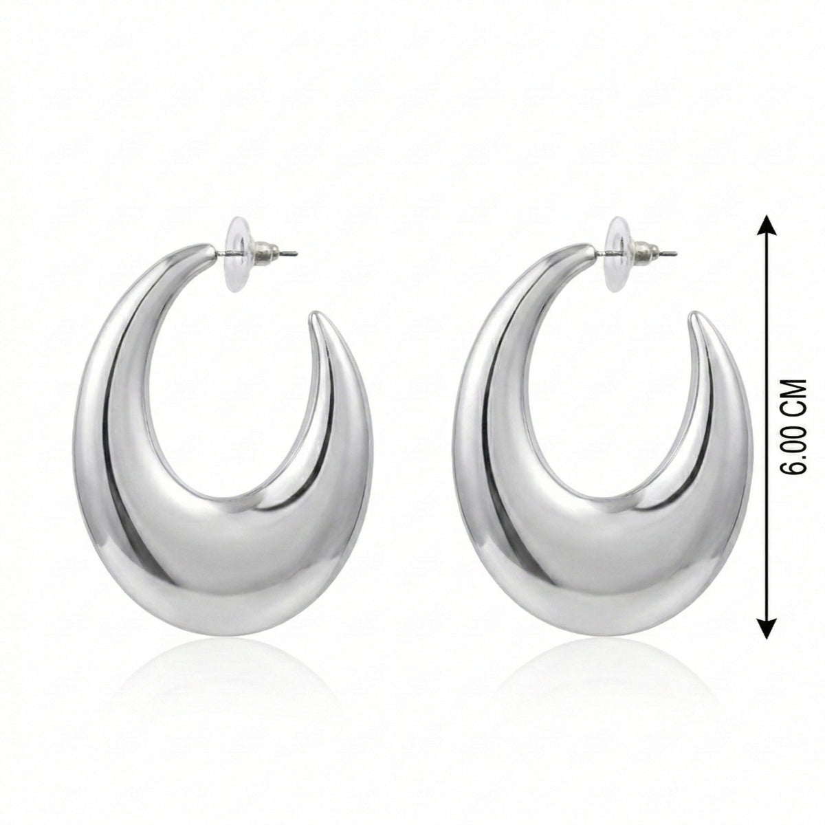 Silver Plated Chunky Waterdrop Hoop Earrings for Women Lightweight Hollow Dome Balis