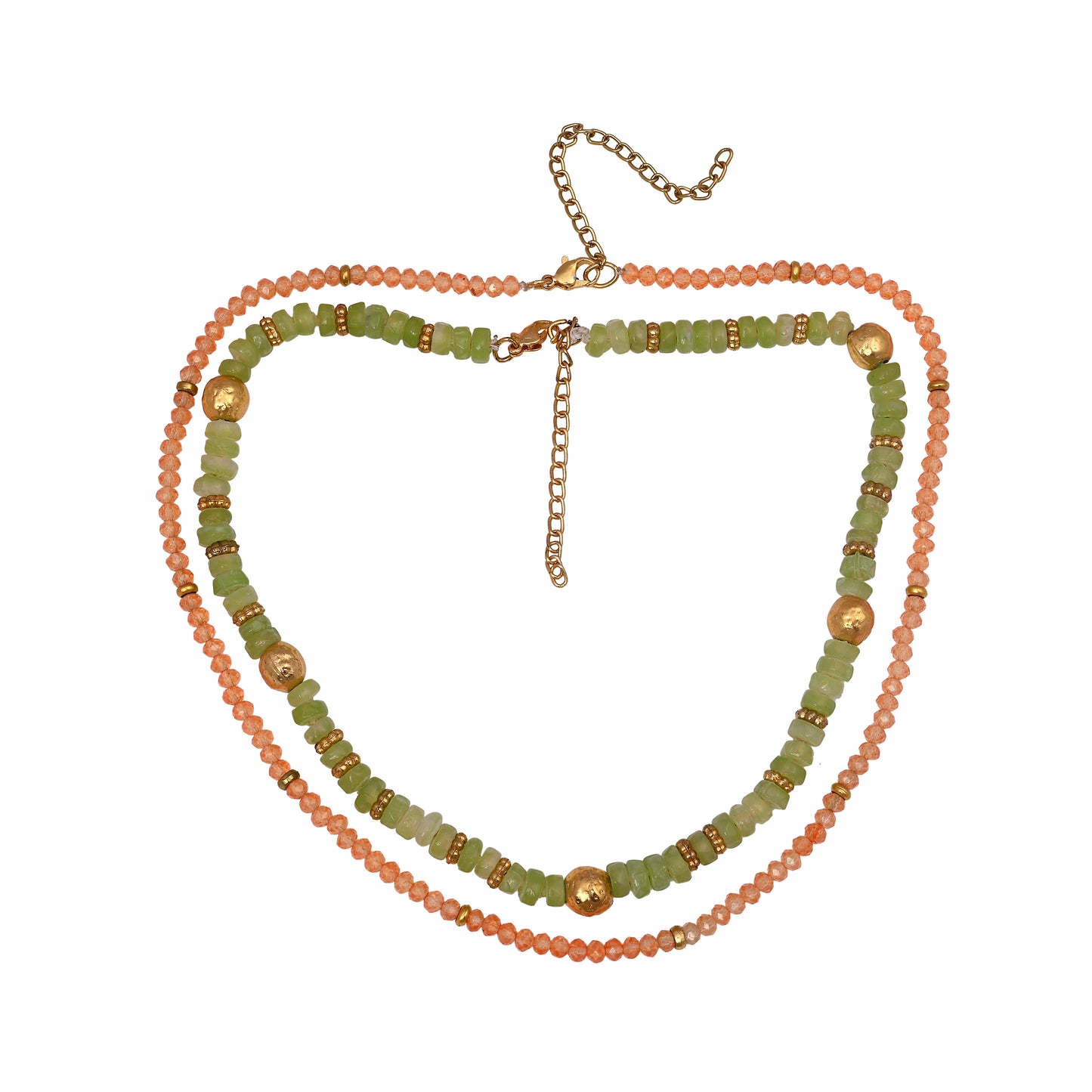 Layered Pastel Bead and Gold-Accent Necklace