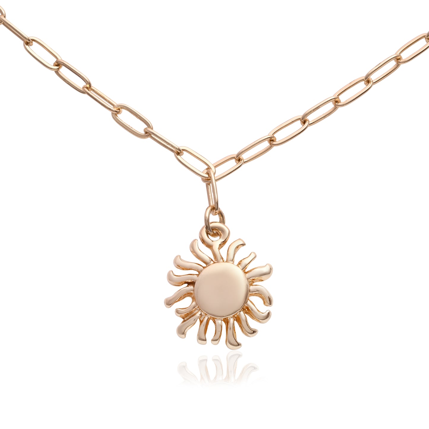 Sun Charm Elegant Paperclip Link Chain