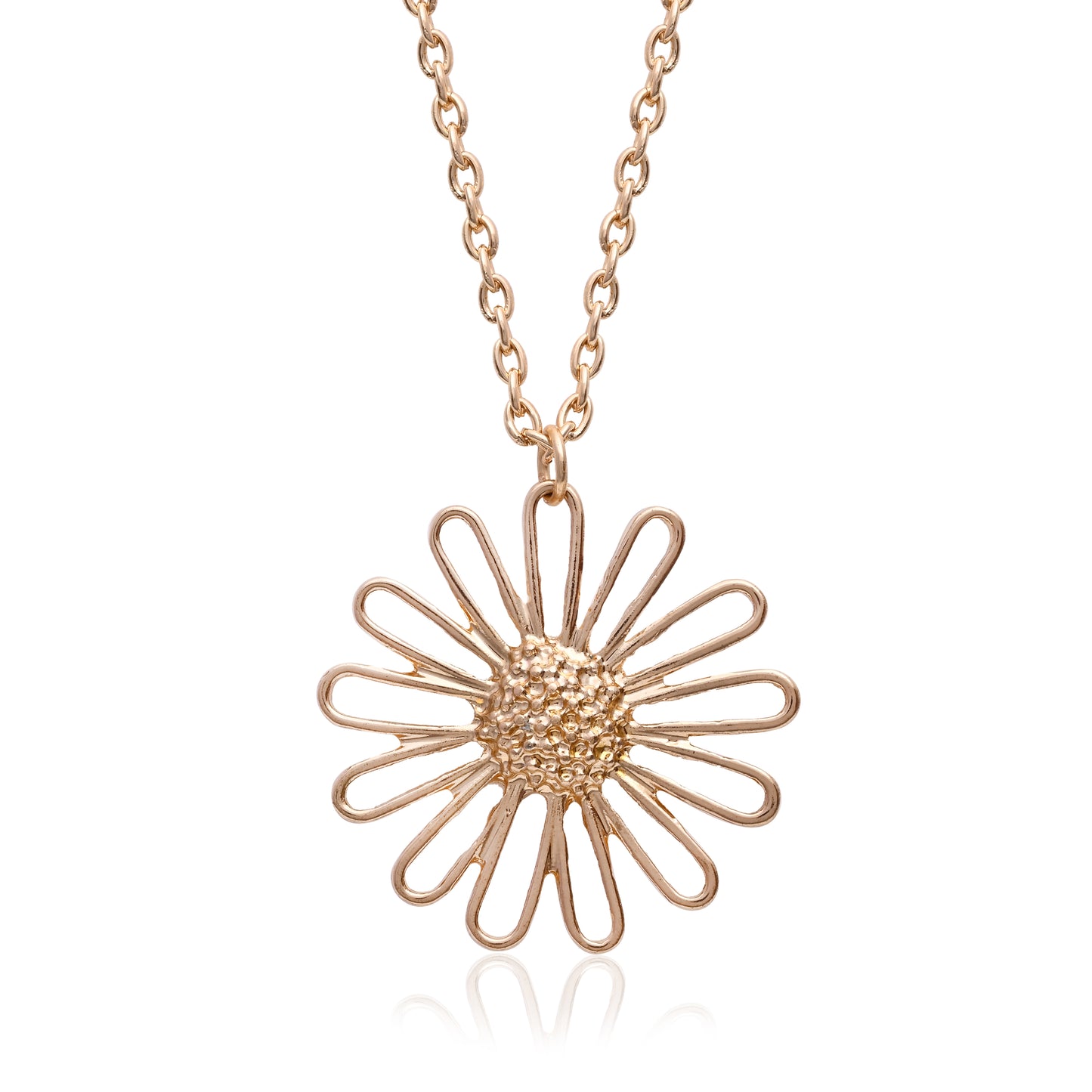 Textured Daisy Flower Delicate Cable Chain