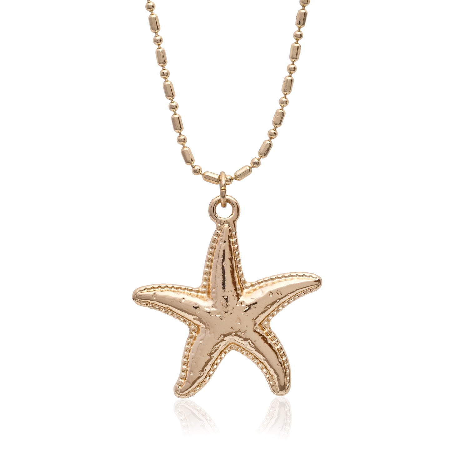 Textured Starfish Elegant Bead Station Chain