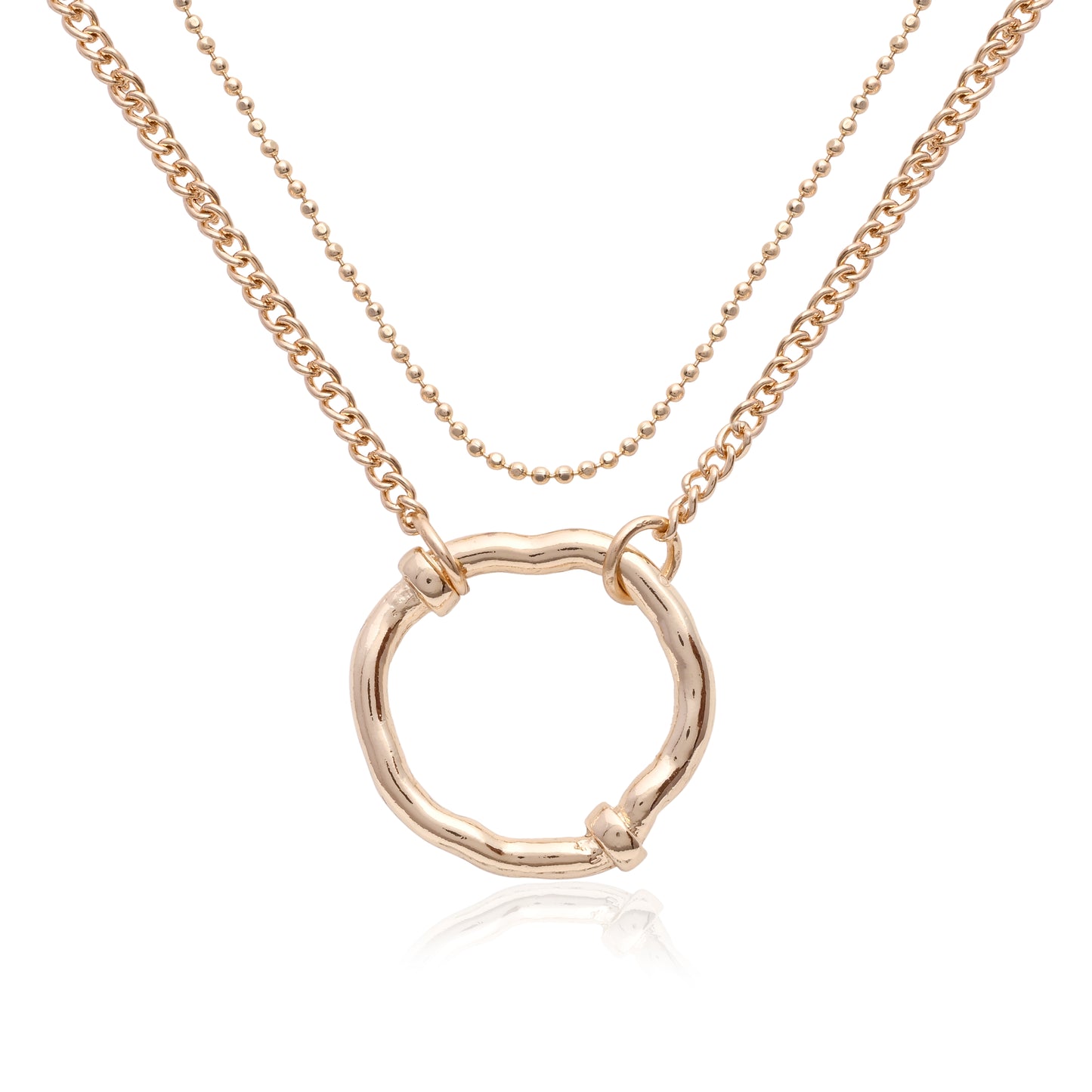 Hammered Circle Mixed Ball & Curb Chain