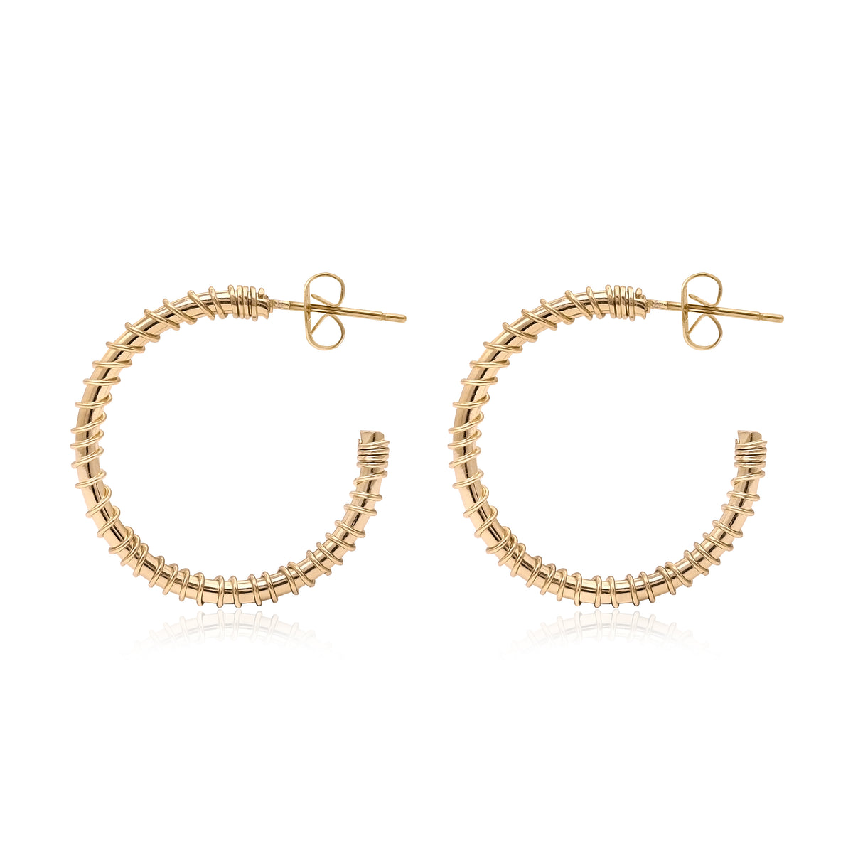 Gold Plated Handmade Wire Wrapped Open Hoop Earrings for Women