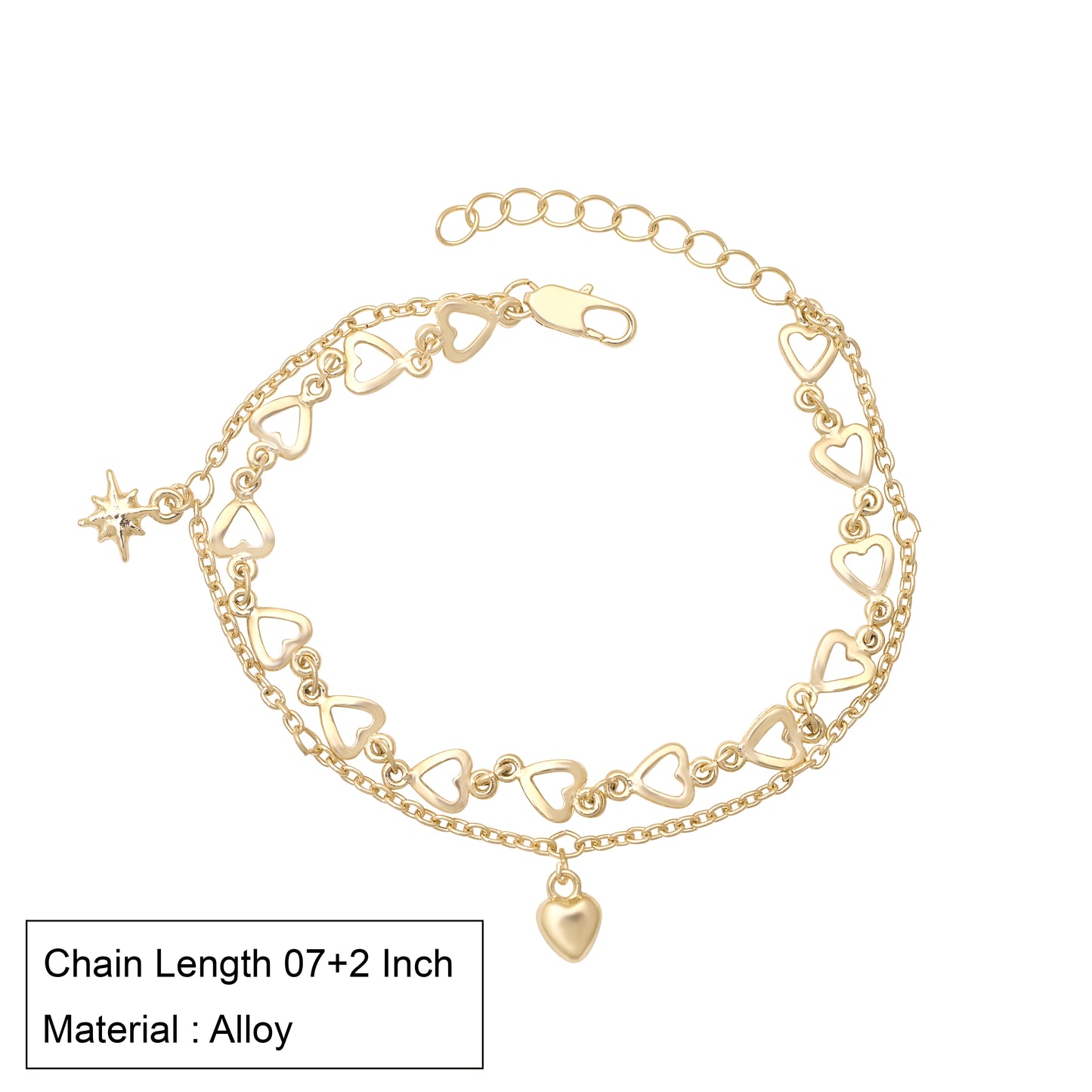 Double Layer Heart Charm Bracelet