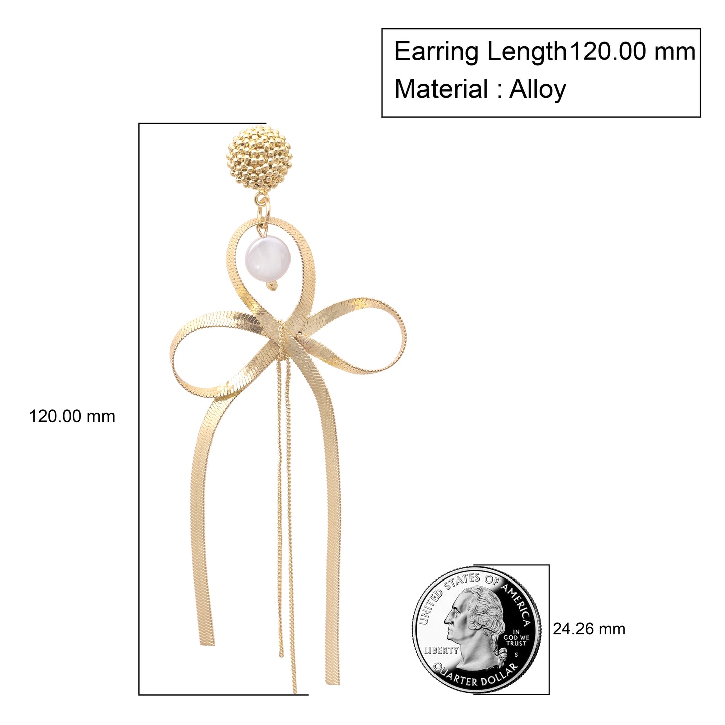 Bow Pearl Charm Dangle Earrings