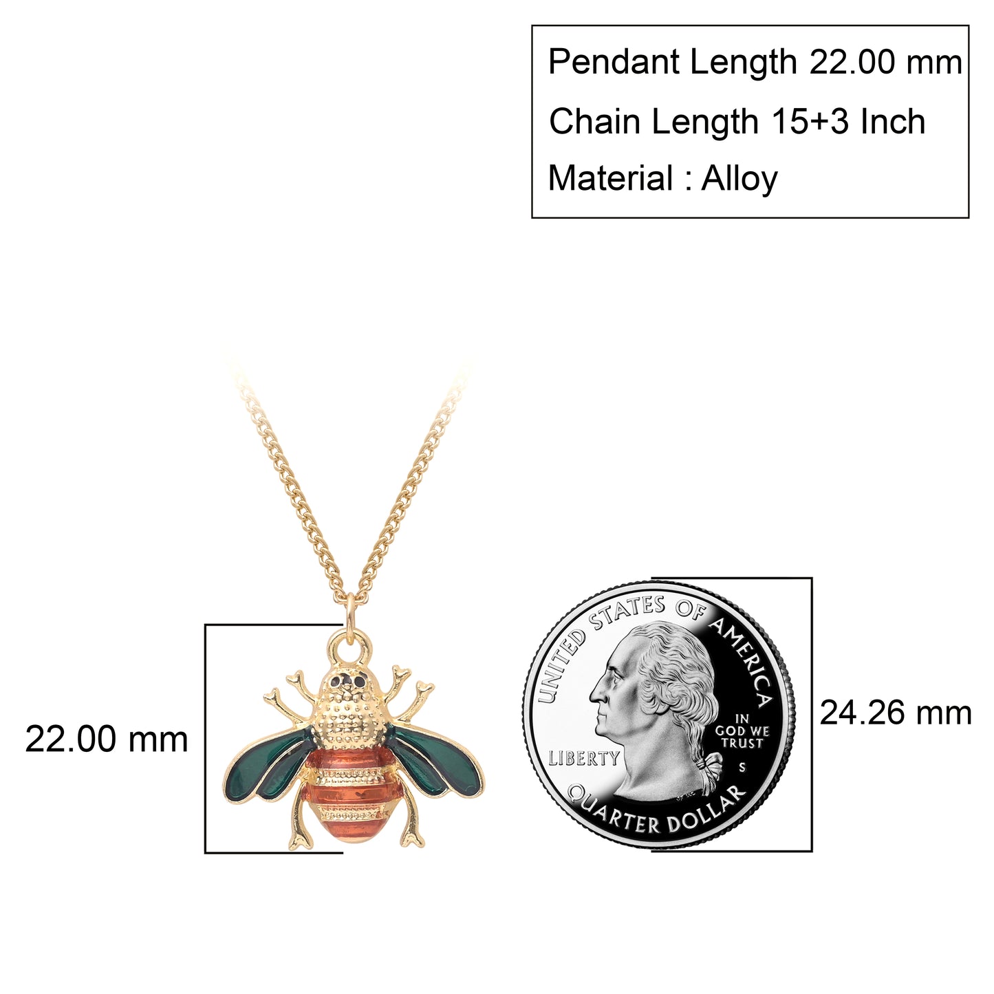 Bumble Bee Enamel Pendant Necklace