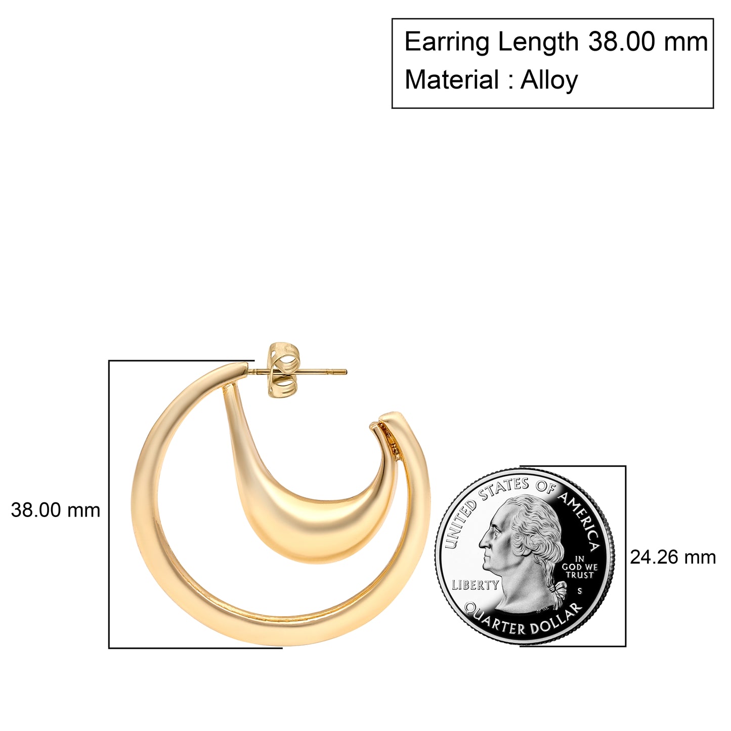 Double Layer Crescent Hoop Earrings