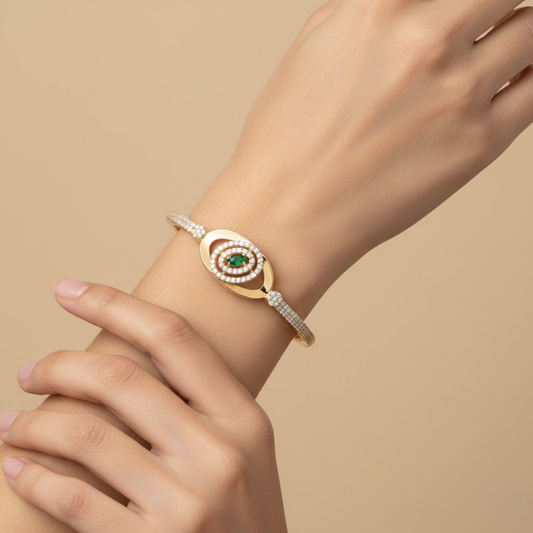 Emerald CZ Halo Bangle